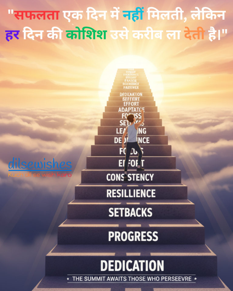 सफलता एक दिन में नहीं मिलती लेकिन हर दिन की कोशिश उसे करीब ला देती है।