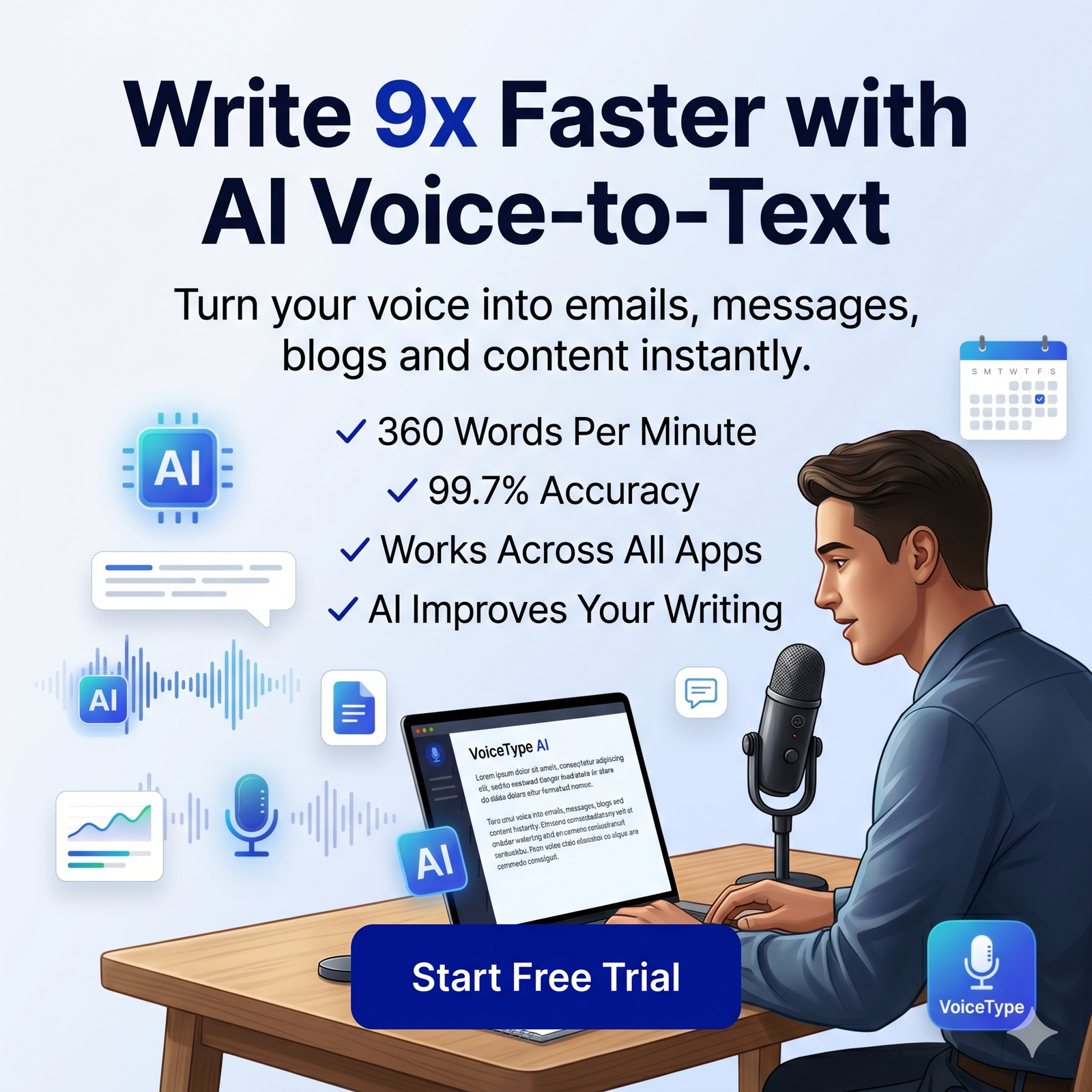 VoiceType AI - Write 9x Faster with AI Voice to Text