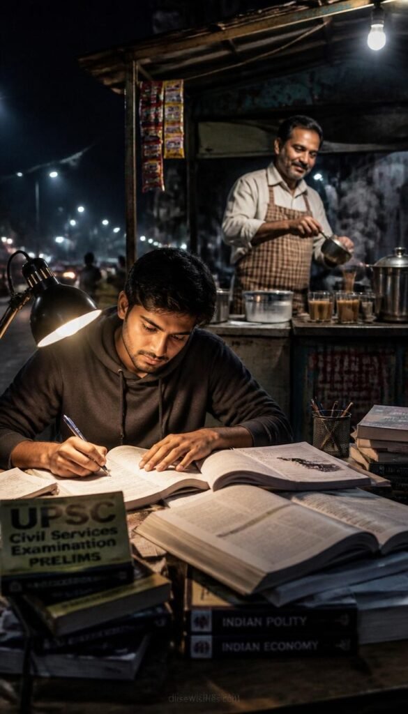 young Indian student studying late at night