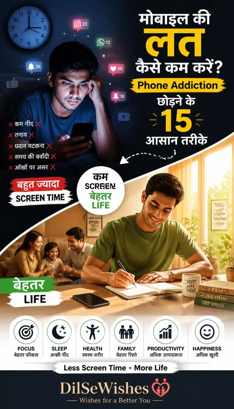 मोबाइल की लत कैसे कम करें? Phone Addiction छोड़ने के 15 आसान तरीके